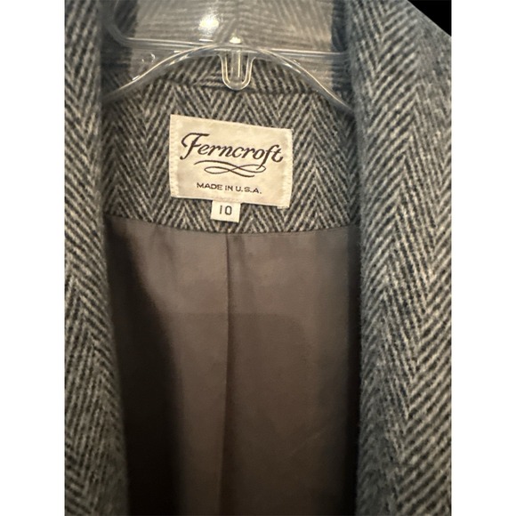 Vintage Size 10 Women's Long Black And White Tweed Coat By Ferncroft - Picture 3 of 5